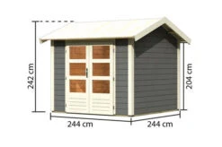 KARIBU Gartenhaus Theres 3, Terragrau, Fichtenholz 28mm, 270 X 244 X 242 Cm, Satteldach, Massivholzdach -Gartenladen 30470 2 05.jpg