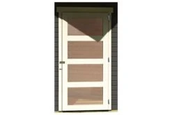 KARIBU Gartenhaus Schwandorf 3 , Terragrau, Fichtenholz 19mm, 467 X 217 X 218 Cm, Flachdach, Anbau 2,4m Mit Rückwand -Gartenladen 30549 2 02.jpg