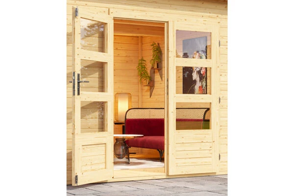 KARIBU Gartenhaus Northeim 3, Naturbelassen, Fichtenholz 40mm, 664 X 309 X 229 Cm, Pultdach, Anbau 3m Mit Rückwand 4 KARIBU Gartenhaus Northeim 3, Naturbelassen, Fichtenholz 40mm, 664 X 309 X 229 Cm, Pultdach, Anbau 3m Mit Rückwand – Bild 2