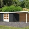 KARIBU Gartenhaus Bastrup 7 , Anthrazit, Fichtenholz 28mm, 674 X 297 X 222 Cm, Pultdach, Anbau 3m Mit Rückwand 1 KARIBU Gartenhaus Bastrup 7 , Anthrazit, Fichtenholz 28mm, 674 X 297 X 222 Cm, Pultdach, Anbau 3m Mit Rückwand -Gartenladen 30566 10 01.jpg