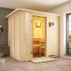 KARIBU Sodin Sauna , Naturbelassen, Fichte, 210x184x202 Cm, Fronteinstieg, Klarglastür U. Kranz, Ofen 4,5 KW Ext. Strg. Easy -Gartenladen 30682 2 01.jpg