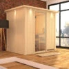 KARIBU Bodin Sauna, Naturbelassen, Fichte, 210 X 165 X 202 Cm, Fronteinstieg,mit Klarglastür SETmit Ofen 4,5 KW Integr. Str. -Gartenladen 30927 4 01.jpg