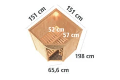 KARIBU Asmada Sauna, Naturbelassen, Fichte, 151 X 151 X 198 Cm, Eckeinstieg, SET Mit Ofen 4,5 KW Integr. Str. -Gartenladen 30934 1 05.jpg