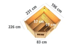 KARIBU Mikka Saunahaus, Terragrau, Fichte, 231 X 196 X 190 Cm, Eckeinstieg, Mit Moderner Tür SET Mit Ofen 9 KW Bio Ext. Strg. -Gartenladen 30939 3 05.jpg