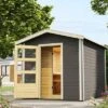 KARIBU Bosse 1 Saunahaus, Terragrau, Fichte, 231x273x235 Cm, Mit Vorraum Und Fronteinstieg -Gartenladen 31311 1 01.jpg