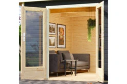 KARIBU Mainburg 3 Saunahaus, Terragrau, Fichte, 369x369x229 Cm, SET B Mit Doppelflügeltür, Vorraum Und 9 KW Bio-Ofen -Gartenladen 31322 6 03.jpg