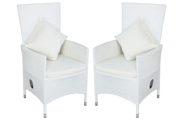 OUTFLEXX 2er-Set Sessel, Weiß, Polyrattan, Lehne Beliebig Verstellbar, Inkl. Kissen 3 OUTFLEXX 2er-Set Sessel, Weiß, Polyrattan, Lehne Beliebig Verstellbar, Inkl. Kissen