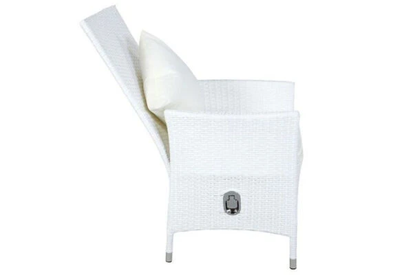 OUTFLEXX 2er-Set Sessel, Weiß, Polyrattan, Lehne Beliebig Verstellbar, Inkl. Kissen 4 OUTFLEXX 2er-Set Sessel, Weiß, Polyrattan, Lehne Beliebig Verstellbar, Inkl. Kissen – Bild 2