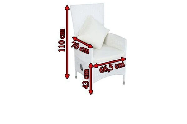 OUTFLEXX 2er-Set Sessel, Weiß, Polyrattan, Lehne Beliebig Verstellbar, Inkl. Kissen 7 OUTFLEXX 2er-Set Sessel, Weiß, Polyrattan, Lehne Beliebig Verstellbar, Inkl. Kissen – Bild 5