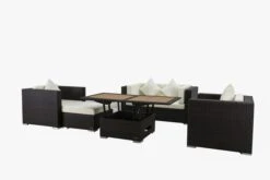 OUTFLEXX Lounge-Set, 5 Personen, Braun, Polyrattan, Inkl. Loungetisch, Wasserfeste Kissenbox -Gartenladen 3 1298 BOX D.jpg