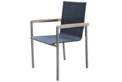 OUTFLEXX Set, Schwarz, Edelstahl/Teak, Esstisch 200 X 90 Cm, 6 Stapelstühle -Gartenladen 3 14211.jpg