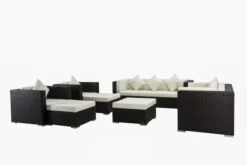 OUTFLEXX Loungemöbel-Set, Braun, Polyrattan, Für 9 Personen, Inkl. Kaffeetisch, Wasserfeste Kissenbox -Gartenladen 3 1599 BOX B.jpg