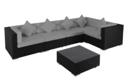 OUTFLEXX Loungemöbel-Set Polyrattan, Schwarz, Für 5 Personen, Inkl. Kaffeetisch, Wasserfeste Kissenbox -Gartenladen 3 1714 BOX B.jpg