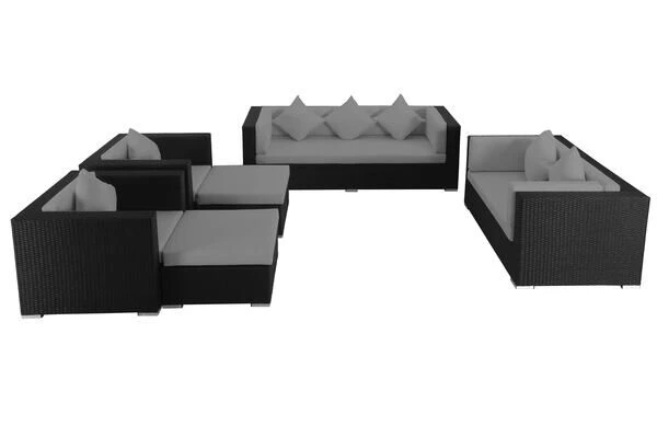 OUTFLEXX Loungemöbel-Set, Schwarz, Polyrattan, Für 9 Personen, Wasserfeste Kissenbox 5 OUTFLEXX Loungemöbel-Set, Schwarz, Polyrattan, Für 9 Personen, Wasserfeste Kissenbox – Bild 3
