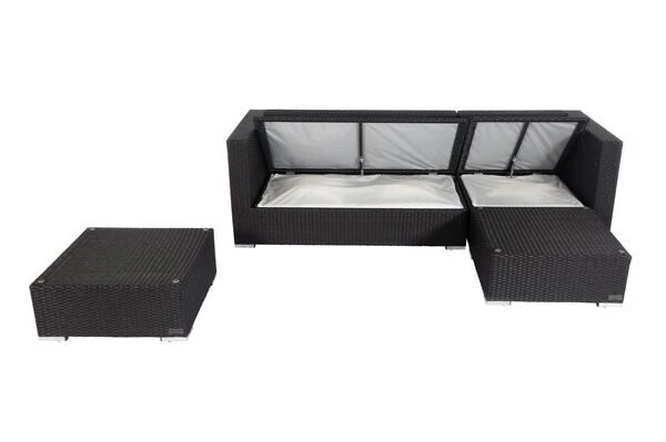 OUTFLEXX Loungemöbel-Set, Schwarz, Polyrattan, 5 Personen, Wasserfeste Kissenbox 5 OUTFLEXX Loungemöbel-Set, Schwarz, Polyrattan, 5 Personen, Wasserfeste Kissenbox – Bild 3