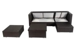 OUTFLEXX Loungemöbel-Set, Braun, Polyrattan, 5 Personen, Wasserfeste Kissenbox, Inkl. Loungetisch -Gartenladen 3 18227 BOX D.jpg