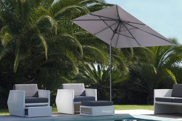 OUTFLEXX Mittelstockschirm, Hellgrau, Pulverbesch. Aluminium/Polyester PA-beschichtet, 270x150cm 5 OUTFLEXX Mittelstockschirm, Hellgrau, Pulverbesch. Aluminium/Polyester PA-beschichtet, 270x150cm – Bild 3