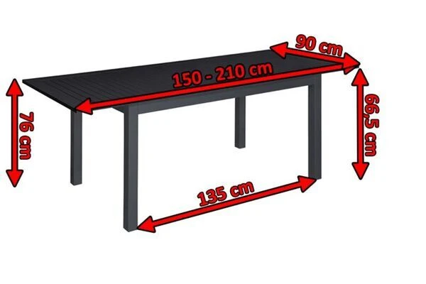 DOPPLER Expert Esstisch, Anthrazit/schwarz, Aluminium, 150-210 X 90 Cm, Ausziehbar 5 DOPPLER Expert Esstisch, Anthrazit/schwarz, Aluminium, 150-210 X 90 Cm, Ausziehbar – Bild 3