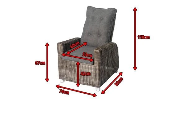 OUTFLEXX Dining Sessel, Grau, Polyrattan, 74 X 83 X 110 Cm, Rückenlehne Stufenlos Verstellbar 7 OUTFLEXX Dining Sessel, Grau, Polyrattan, 74 X 83 X 110 Cm, Rückenlehne Stufenlos Verstellbar – Bild 5