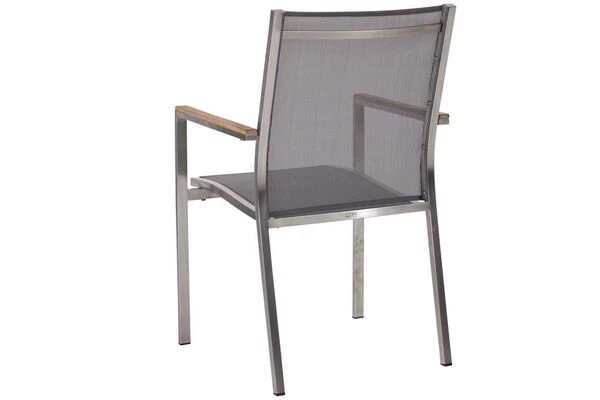 STERN Cardiff Set, Silber/silbergrau, Edelstahl/FSC-Teak, Tisch 220/340 X 100 Cm, 4 Stapel-, 2 Multipositionssessel 5 STERN Cardiff Set, Silber/silbergrau, Edelstahl/FSC-Teak, Tisch 220/340 X 100 Cm, 4 Stapel-, 2 Multipositionssessel – Bild 3