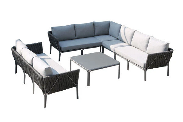 OUTFLEXX Mermaid Lounge-Set, Anthrazit, Alu/XL Rope, 6-teilig, Inkl. Sitz- Und Rückenkissen, Tisch 95 X 95 X 42 Cm 5 OUTFLEXX Mermaid Lounge-Set, Anthrazit, Alu/XL Rope, 6-teilig, Inkl. Sitz- Und Rückenkissen, Tisch 95 X 95 X 42 Cm – Bild 3