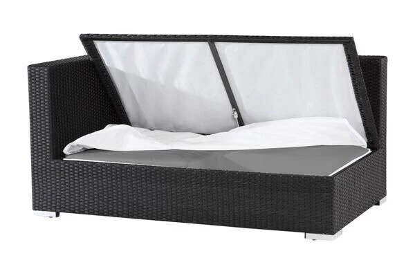 OUTFLEXX 2-Sitzer Ecksofa, Schwarz, Polyrattan, 145x85x70cm, Armlehne Rechts, Wasserfeste Kissenbox 5 OUTFLEXX 2-Sitzer Ecksofa, Schwarz, Polyrattan, 145x85x70cm, Armlehne Rechts, Wasserfeste Kissenbox – Bild 3