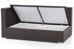 OUTFLEXX 2-Sitzer Ecksofa, Braun, Polyrattan, 145x85x70cm, Armlehne Re, Inkl. Kissen, Wasserfeste Kissenbox -Gartenladen 3 2393 4 BOX.jpg