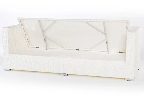 OUTFLEXX 3-Sitzer Sofa, Weiß, Polyrattan, Inkl. Polster Und Wasserfeste Kissenbox 5 OUTFLEXX 3-Sitzer Sofa, Weiß, Polyrattan, Inkl. Polster Und Wasserfeste Kissenbox – Bild 3
