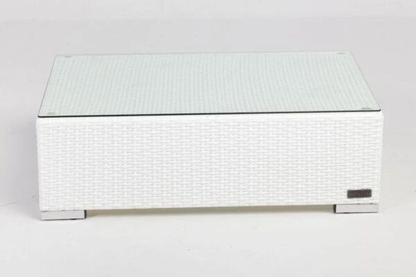 OUTFLEXX Kaffeetisch, Weiß, Polyrattan, 95x65cm, Inkl. Glasplatte 5 OUTFLEXX Kaffeetisch, Weiß, Polyrattan, 95x65cm, Inkl. Glasplatte – Bild 3