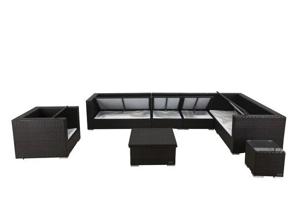 OUTFLEXX Loungemöbel-Set, Braun, Polyrattan, Für 8 Personen, Inkl. Loungetisch, Wasserfeste Kissenbox 8 OUTFLEXX Loungemöbel-Set, Braun, Polyrattan, Für 8 Personen, Inkl. Loungetisch, Wasserfeste Kissenbox – Bild 6