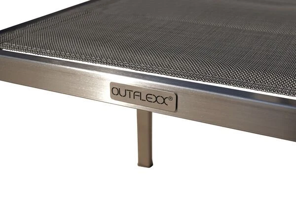 OUTFLEXX Stuhl, Silber, Edelstahl/Textilene, Padded, Armlehnen Aus FSC-Teakholz, 62x56,5x86cm 6 OUTFLEXX Stuhl, Silber, Edelstahl/Textilene, Padded, Armlehnen Aus FSC-Teakholz, 62x56,5x86cm – Bild 4