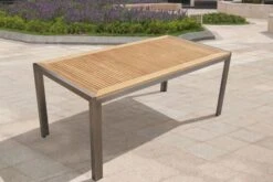 OUTFLEXX Esstischgruppe, Schwarz, Edelstahl/Teak, Tisch 180 X 90 Cm, 6 Stapelstühle Gepolstert -Gartenladen 4 14194.jpg