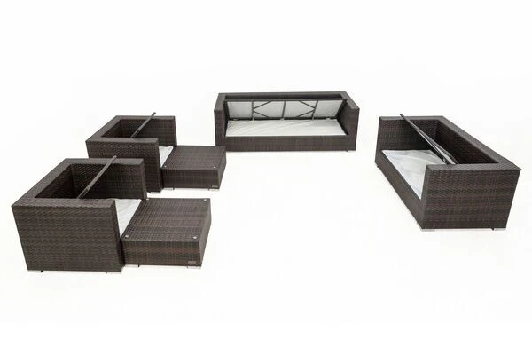 OUTFLEXX Loungemöbel-Set, Braun Marmoriert, Polyrattan, 9 Pers, Wasserfeste Kissenbox 6 OUTFLEXX Loungemöbel-Set, Braun Marmoriert, Polyrattan, 9 Pers, Wasserfeste Kissenbox – Bild 4