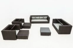 OUTFLEXX Loungemöbel-Set, Braun Marmoriert, Polyrattan, 9 Pers, Wasserfeste Kissenbox, Inkl. Beistelltisch -Gartenladen 4 16062 BOX B.jpg