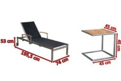 OUTFLEXX Sonnenliegen-Set, Schwarz, Edelstahl/FSC-Teak, 195,5x74x35cm, Mit Armlehnen, Inkl. Beistelltisch 45x45cm -Gartenladen 4 16545.jpg