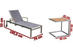 OUTFLEXX Sonnenliegen-Set, Taupe, Edelstahl/FSC-Teak, 195,5x74x35cm, Mit Armlehnen, Inkl. Beistelltisch 45x45cm -Gartenladen 4 16547.jpg