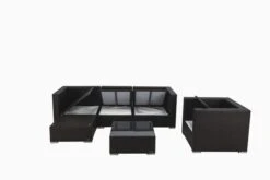 OUTFLEXX Loungemöbel-Set, Braun, Polyrattan, Für 5 Personen, Inkl. Kaffeetisch, Wasserfeste Kissenbox -Gartenladen 4 1713 BOX B.jpg