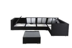 OUTFLEXX Loungemöbel-Set Polyrattan, Schwarz, Für 5 Personen, Inkl. Kaffeetisch, Wasserfeste Kissenbox -Gartenladen 4 1714 BOX B.jpg