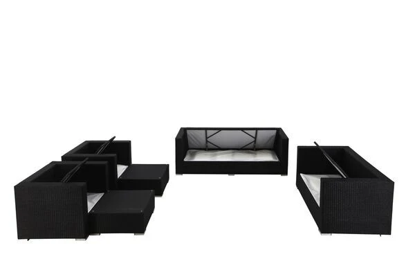 OUTFLEXX Loungemöbel-Set, Schwarz, Polyrattan, Für 9 Personen, Wasserfeste Kissenbox 6 OUTFLEXX Loungemöbel-Set, Schwarz, Polyrattan, Für 9 Personen, Wasserfeste Kissenbox – Bild 4