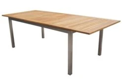 STERN Polaris Esstischgruppe, Silbergrau, Edelstahl/FSC-Teak, Tisch 200/300 X 100 Cm, 6 Stapelsessel -Gartenladen 4 18086.jpg