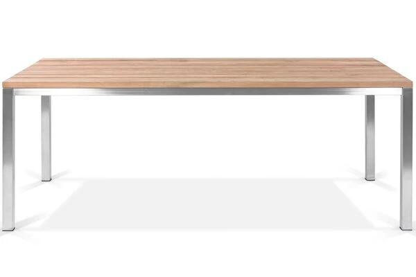 STERN Polaris Esstischgruppe, Silbergrau, Edelstahl/recycled Teak, Tisch 200 X 100 Cm, 6 Stapelsessel 6 STERN Polaris Esstischgruppe, Silbergrau, Edelstahl/recycled Teak, Tisch 200 X 100 Cm, 6 Stapelsessel – Bild 4