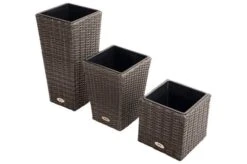 Ploß Rocking Pflanzgefäß, Grau/braun-meliert, Polyrattan, Konisch, 28x28x40 Cm, Kunststoffeinsatz -Gartenladen 4 18198.jpg