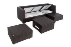 OUTFLEXX Loungemöbel-Set, Braun, Polyrattan, 5 Personen, Wasserfeste Kissenbox, Inkl. Loungetisch -Gartenladen 4 18227 BOX D.jpg