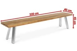 OUTFLEXX Gartenbank, Edelstahl/recyceltes FSC®-Teak, 220x40x45xm, A-Gestell, Rustikal Gebürstet -Gartenladen 4 18324.jpg