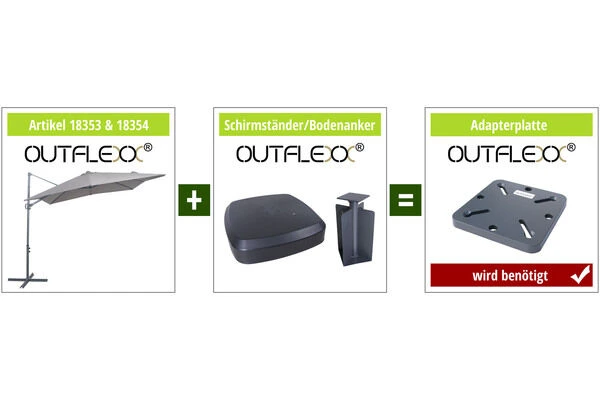 OUTFLEXX Ampelschirm, Anthrazit, Pulverbesch. Aluminium, 250x250cm, Inkl. Plattenständer 6 OUTFLEXX Ampelschirm, Anthrazit, Pulverbesch. Aluminium, 250x250cm, Inkl. Plattenständer – Bild 4