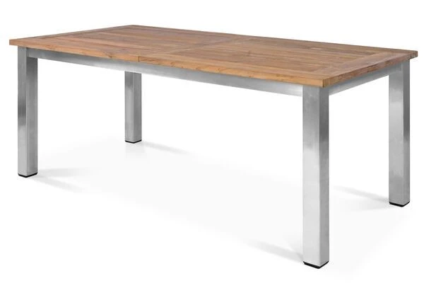 OUTFLEXX Esstischgarnitur, Edelstahl/recyceltes FSC-Teak, 200/260x100 Cm, 6 Armlehnensessel, Inkl. Polster 6 OUTFLEXX Esstischgarnitur, Edelstahl/recyceltes FSC-Teak, 200/260x100 Cm, 6 Armlehnensessel, Inkl. Polster – Bild 4