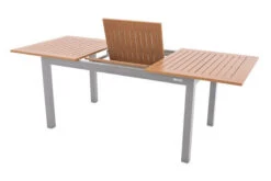 DOPPLER Expert Esstischgarnitur, Silber/Holzoptik/beige, Alu/Textilene, 4x Multipositionssessel, 150-210x90 Cm -Gartenladen 4 21197.jpg