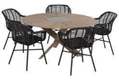 HARTMAN Provence / Cecilia Sitzgruppe, Light Grey/schwarz, Alu/Teakholz/Polyrattan, 5 Diningsessel, Ø150cm, Inkl. Granitinlay 16 HARTMAN Provence / Cecilia Sitzgruppe, Light Grey/schwarz, Alu/Teakholz/Polyrattan, 5 Diningsessel, Ø150cm, Inkl. Granitinlay -Gartenladen 4 21407.jpg