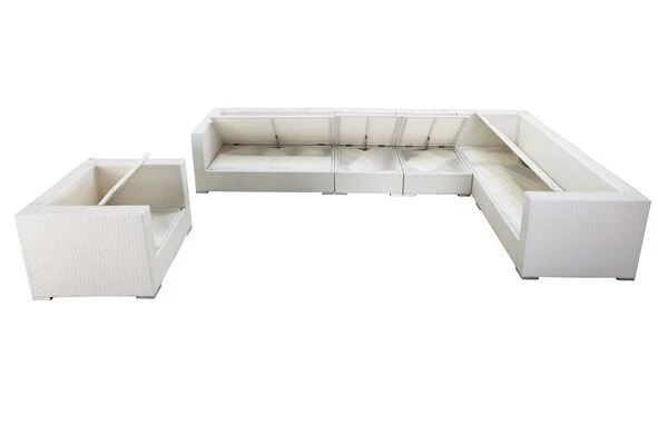 OUTFLEXX Loungemöbel-Set, Weiß, Polyrattan, Für 8 Personen, WasserfesteKissenbox 6 OUTFLEXX Loungemöbel-Set, Weiß, Polyrattan, Für 8 Personen, WasserfesteKissenbox – Bild 4