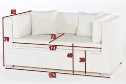 OUTFLEXX 2-Sitzer Sofa, Weiß, Polyrattan, 152x85x70cm, Inkl. Polster, Wasserfeste Kissenbox -Gartenladen 4 2511 2 BOX.jpg